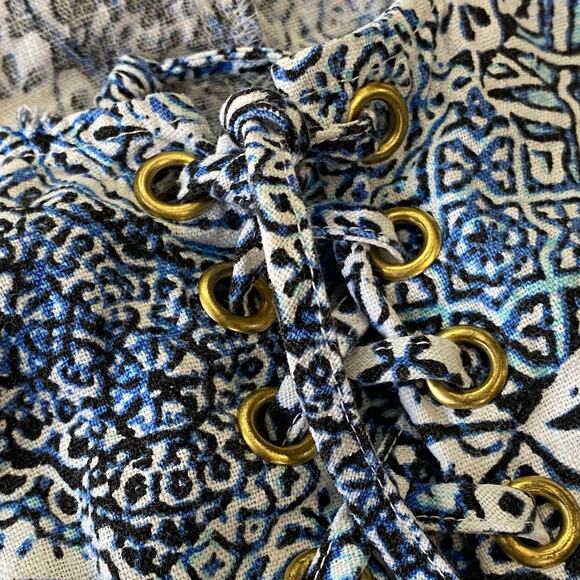 Jessica London Blue Linen Sleeveless Tunic Blouse Iace Up Detail size PLUS 16W - Picture 7 of 11